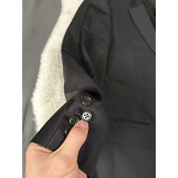 Loro Piana Italy Saks Fifth Ave Wool Blazer Sport Coat Mens 44R‎ Black